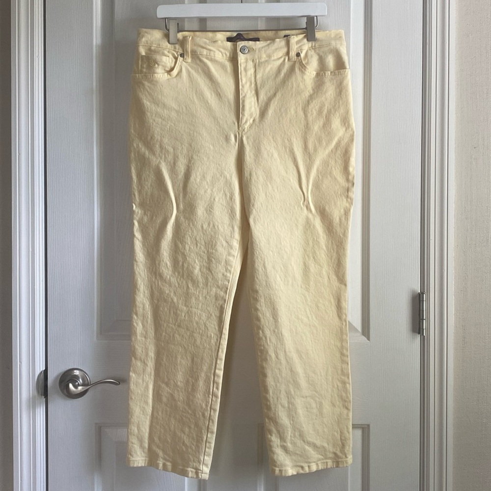 Gloria Vanderbilt Womens Yellow Straight Leg High Rise 5 Pocket Denim Size 14P